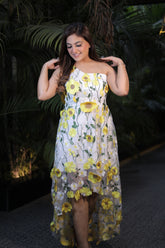 3D Floral High-Low Dress